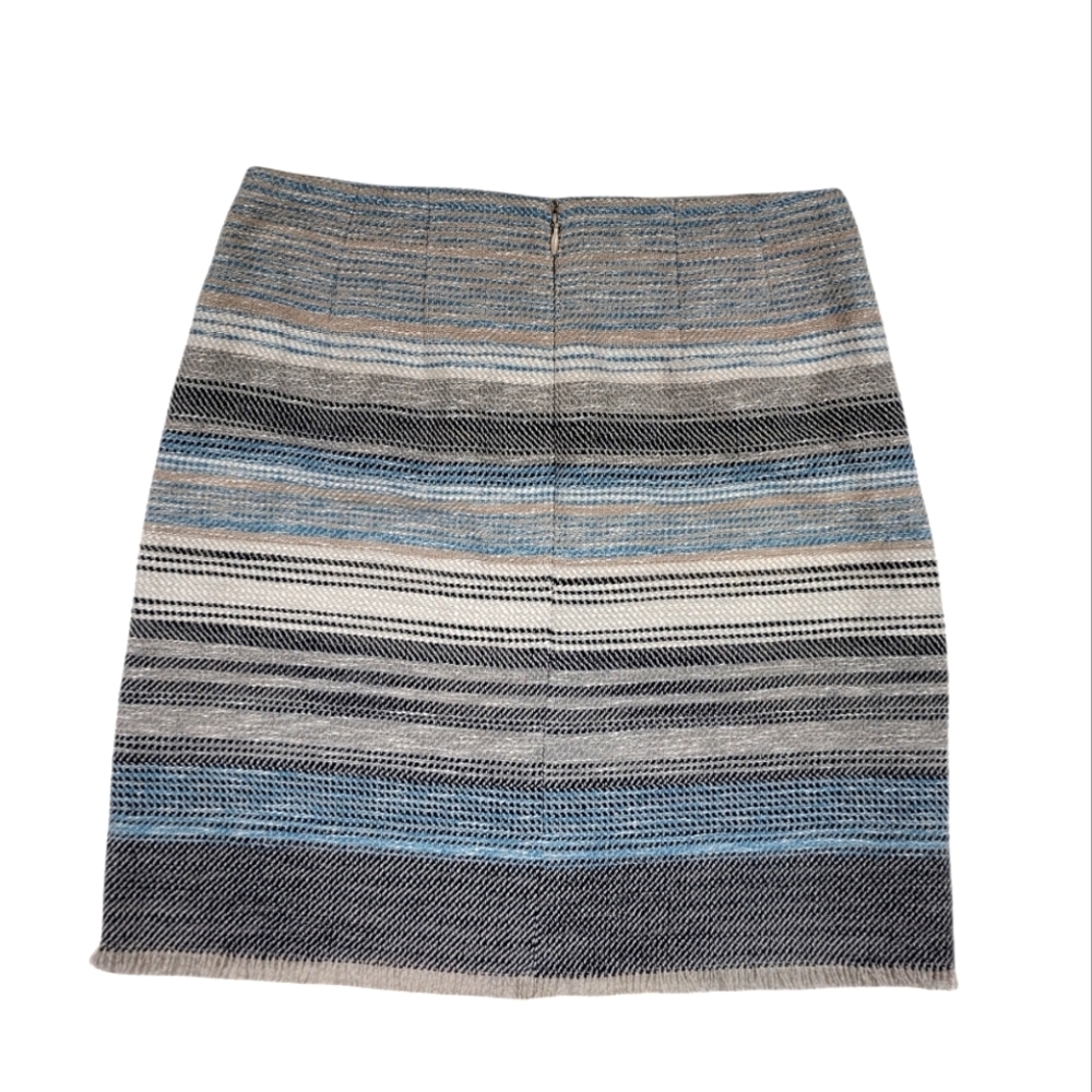 LOFT Women's Striped Tweed Fringe Hem Skirt SIZE 2P - Picture 4 of 6